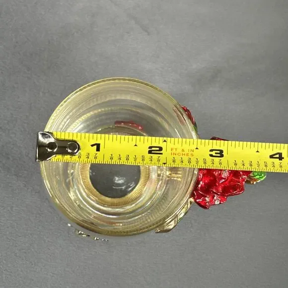 Elegant Tea Cup Glass Coffee Mug Enamel Rose Flower Butterfly ARC and Spoon - Picture 5 of 16